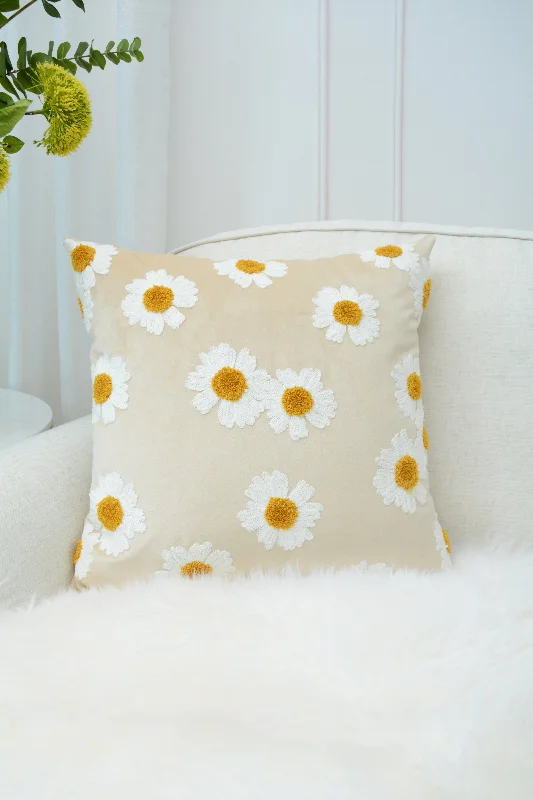 Daisy Embroidered Pillow