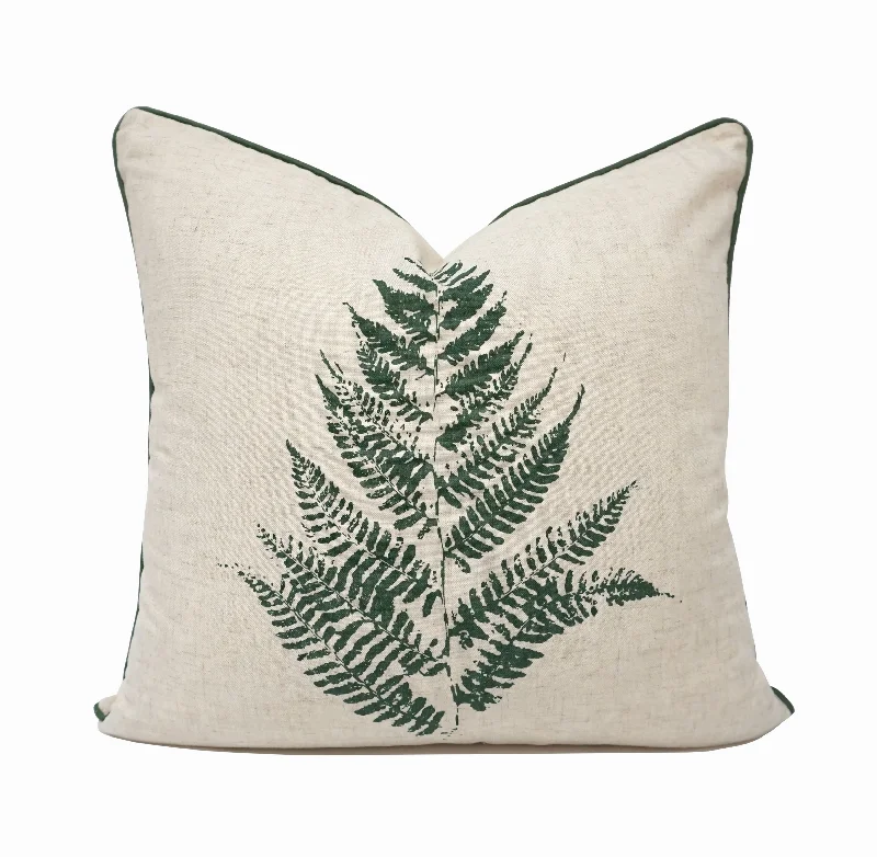 Fern Print Throw Pillow Cover | Natural | 20" x 20"