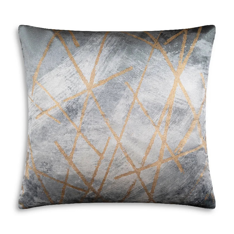 Leah Grey Gold Abstract Pillow