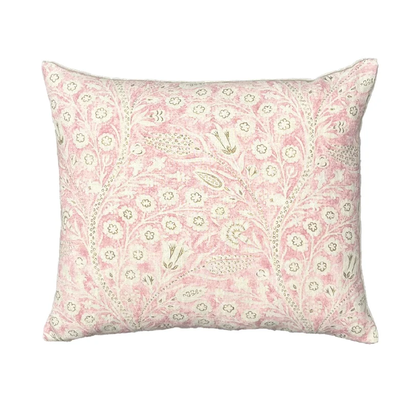 Pink Paisley Linen Pillow