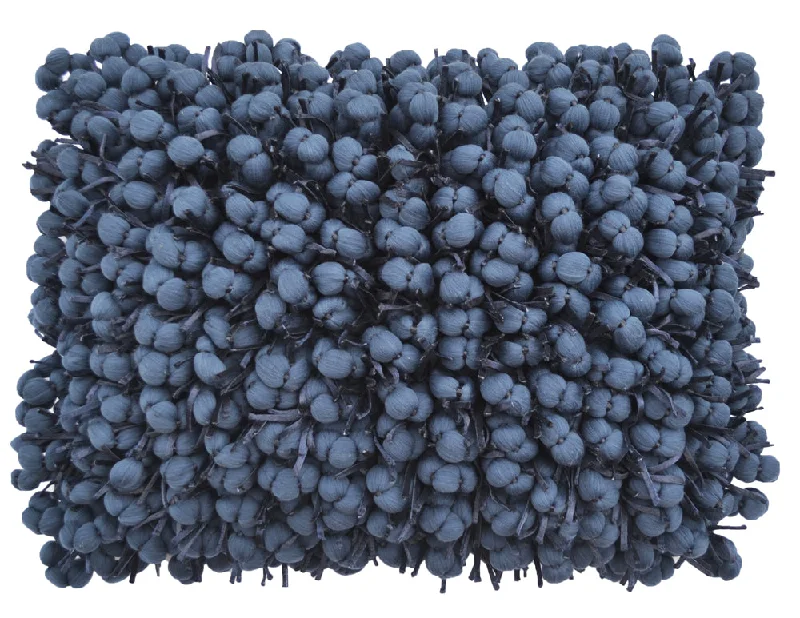 Pompom Woven Navy Pillow