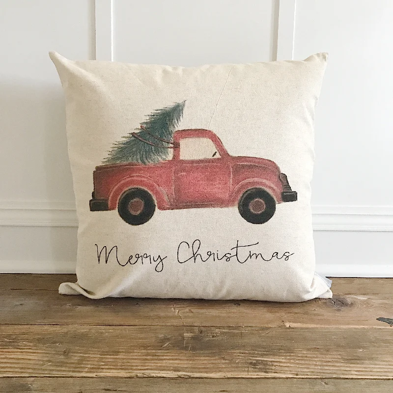 Red Truck Pillow Cover (Merry Christmas)