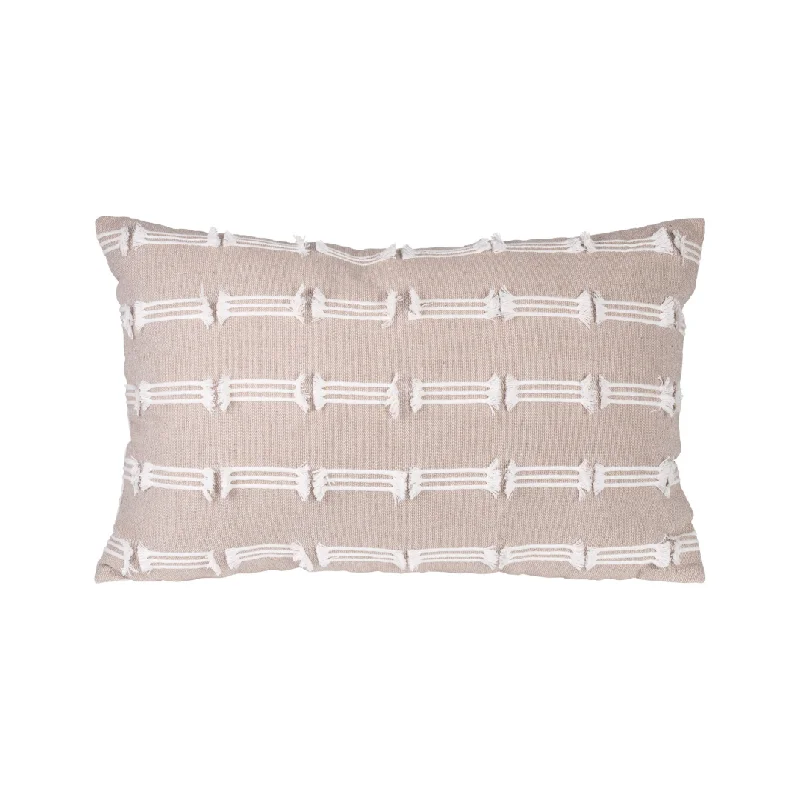 Taupe Line Fringe Pillow