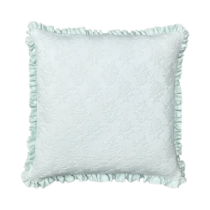 Teal Rose Matelasse Pillow