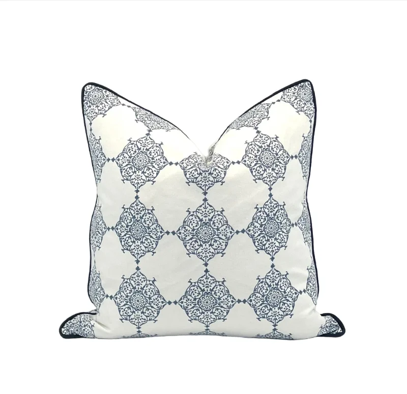 Decorative Pillow Cover in Larissa Blue Medallion