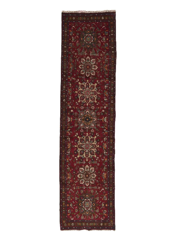 Caucasian Rug Gharabagh Handmade Runner Tribal Vintage 3'3"x12'11" (3x13) Red Floral Design #31038