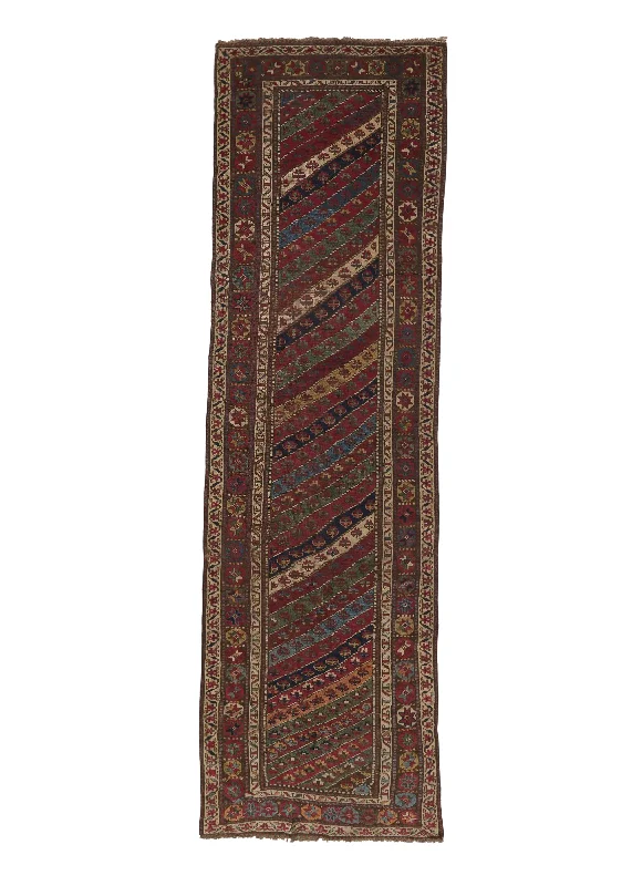 Caucasian Rug Shirvan Handmade Runner Tribal Vintage 3'4"x11'8" (3x12) Red Bokhara Elephant Foot Design #32628