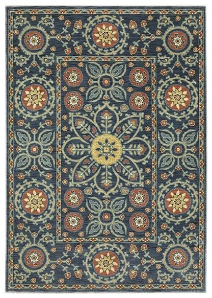 Francesca FR11B Blue/Rust Rug