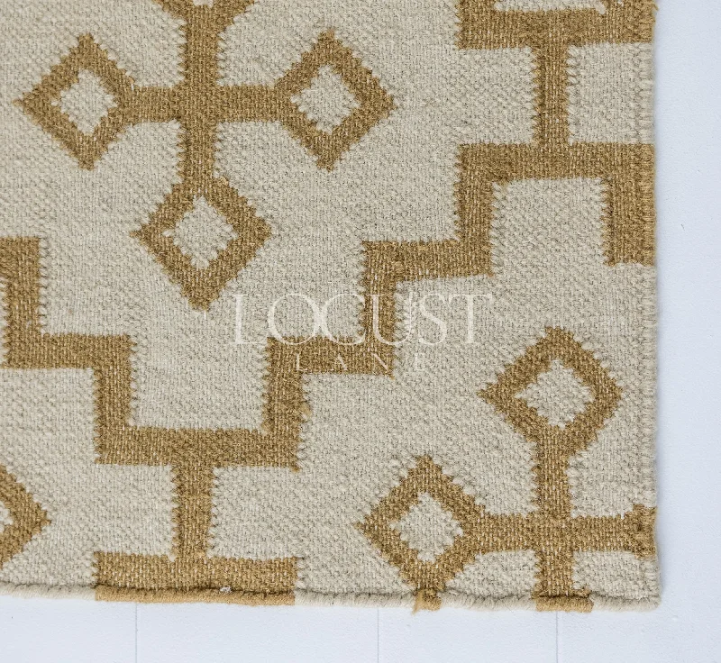 Gold Cross Flatweave Dhurrie Rug