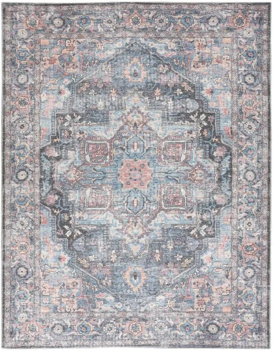 Nicole Curtis Machine Washable Series 1 SR101 Light Blue/Multi Rug