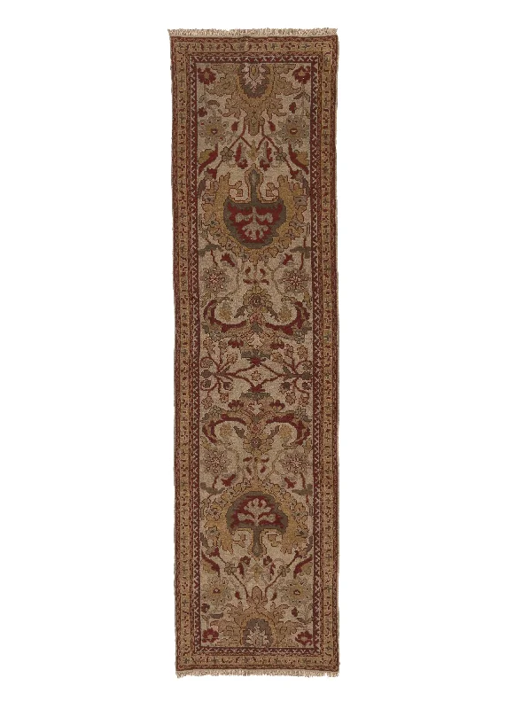 Oriental Rug Chinese Handmade Runner Transitional 3'1"x11'11" (3x12) Whites/Beige Red Floral Design #15534