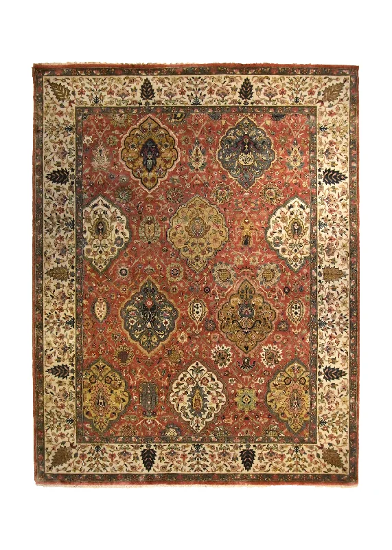 Oriental Rug Indian Handmade Area Traditional Transitional 7'10"x10'0" (8x10) Red Green Floral Oushak Design #A35311