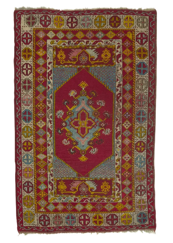 Oriental Rug Turkish Handmade Area Antique Tribal 3'5"x5'6" (3x6) Red Geometric Design #33411