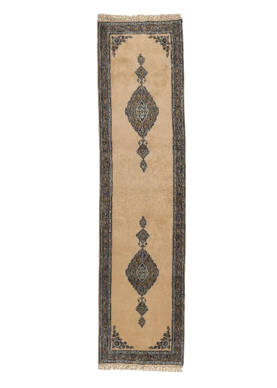 Persian Rug Ardakan Handmade Runner Traditional 3'0"x11'9" (3x12) Whites/Beige Blue Open Field Floral Design #19510