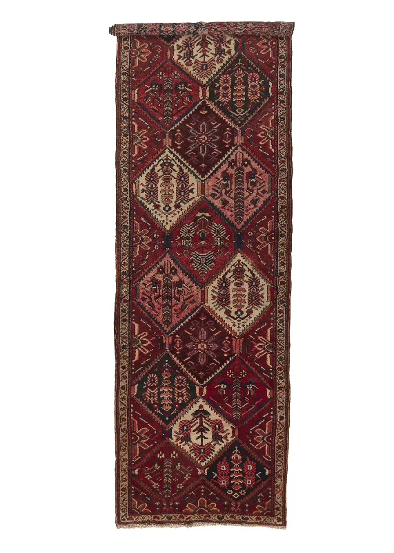 Persian Rug Bakhtiari Handmade Runner Tribal Vintage 3'11"x12'1" (4x12) Red Garden Design #17714