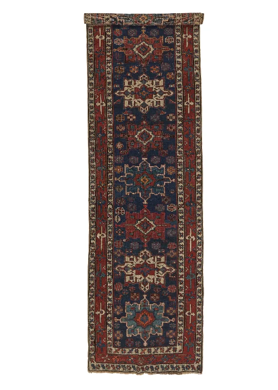 Persian Rug Baloch Handmade Runner Antique Tribal 3'8"x14'5" (4x14) Blue Red Geometric Design #33933