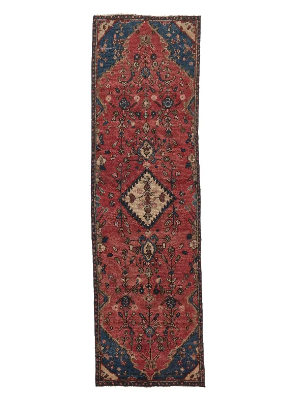 Persian Rug Hamadan Handmade Runner Tribal 2'9"x9'6" (3x10) Red Blue Floral Design #36088