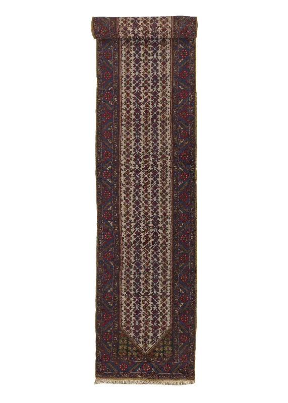 Persian Rug Hamadan Handmade Runner Tribal 3'1"x16'0" (3x16) Red Blue Floral Design #1900