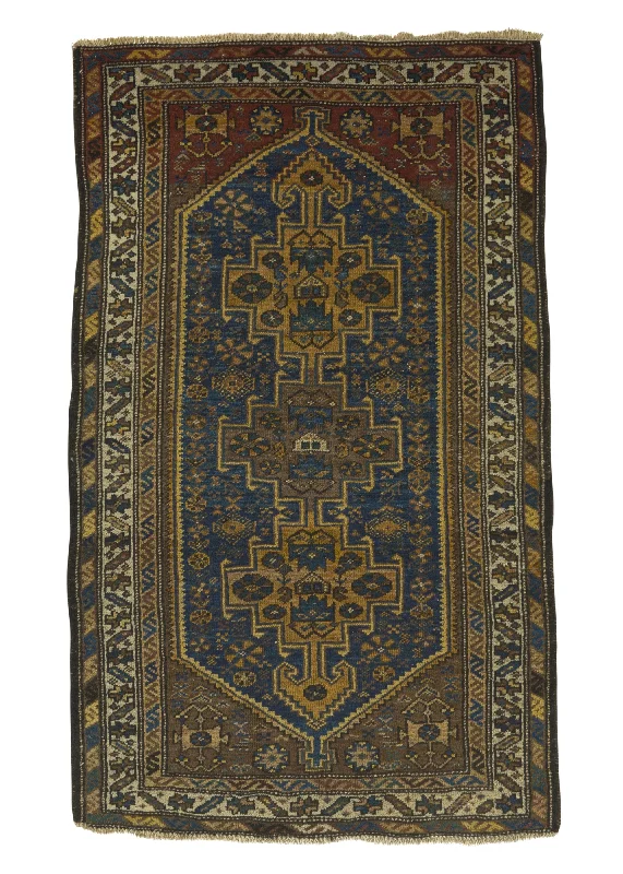 Persian Rug Malayer Handmade Area Antique Tribal 3'5"x5'8" (3x6) Brown Blue Geometric Design #34219