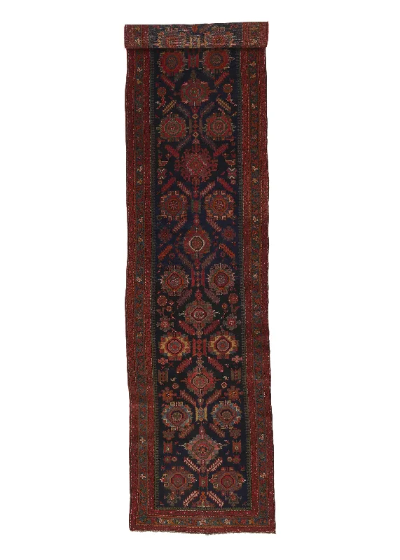 Persian Rug Malayer Handmade Runner Tribal Vintage 3'1"x14'0" (3x14) Red Blue Geometric Design #34168