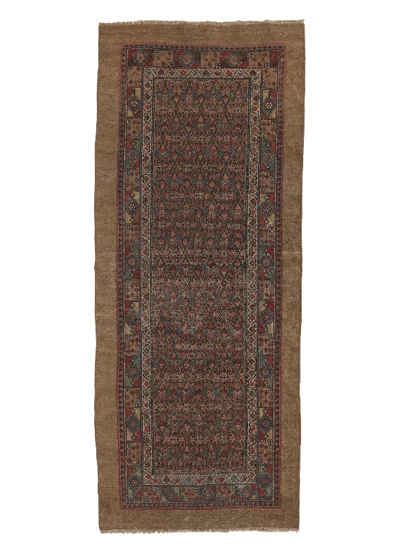 Persian Rug Malayer Handmade Runner Tribal Vintage 3'7"x8'6" (4x9) Whites/Beige Red Blue Geometric Design #35751