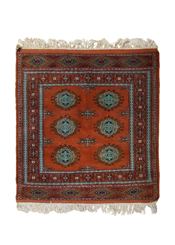 Persian Rug Quchan Handmade Square Tribal 4'11"x5'5" (5x5) Red Geometric Design #A33922