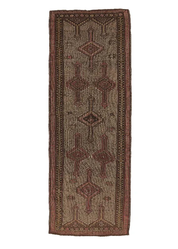 Persian Rug Sarab Handmade Runner Tribal Vintage 4'3"x11'6" (4x12) Whites/Beige Pink Geometric Design #24666