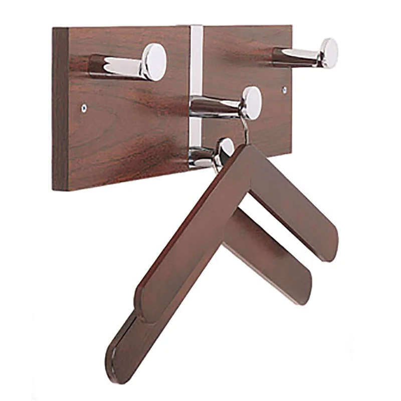 Executive Wall Costumer w/Chrome Knobs & 2 Hangers, Oak