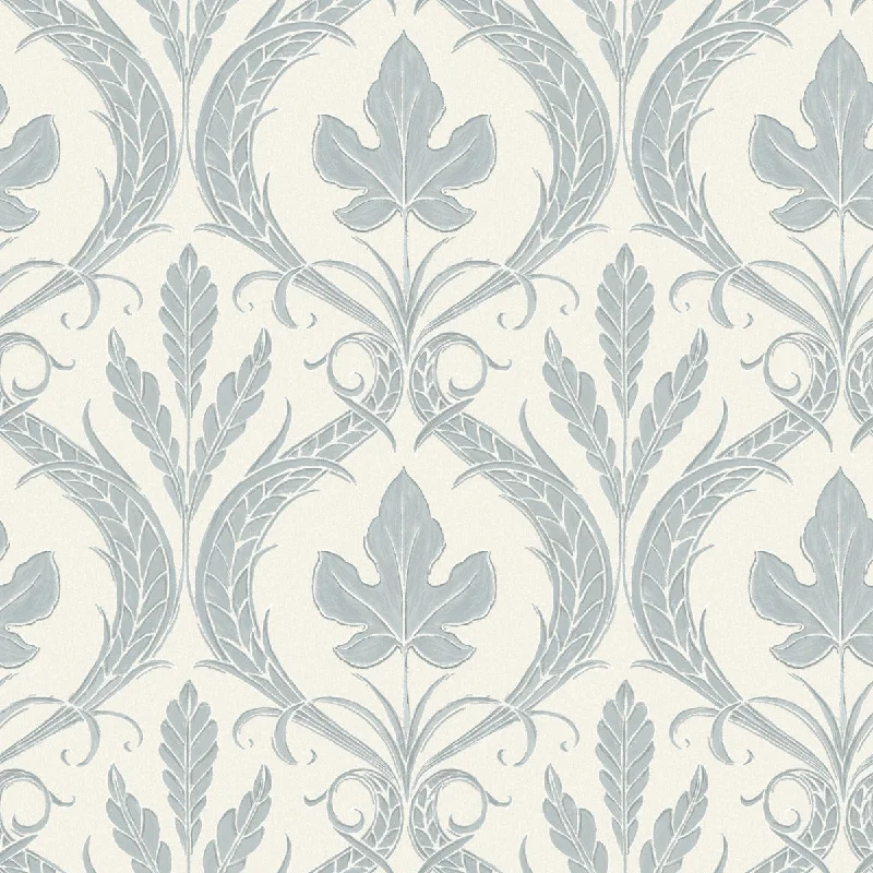 Adirondack Damask Wallpaper in Smoky Blue/Beige from Damask Resource Library