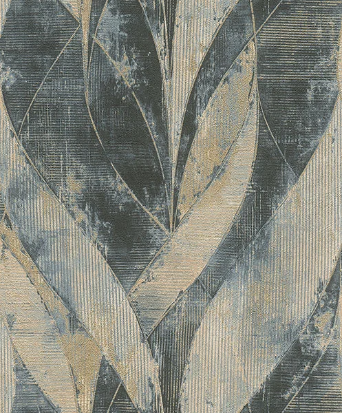 Blake Denim Leaf Wallpaper from Concrete Advantage Collection