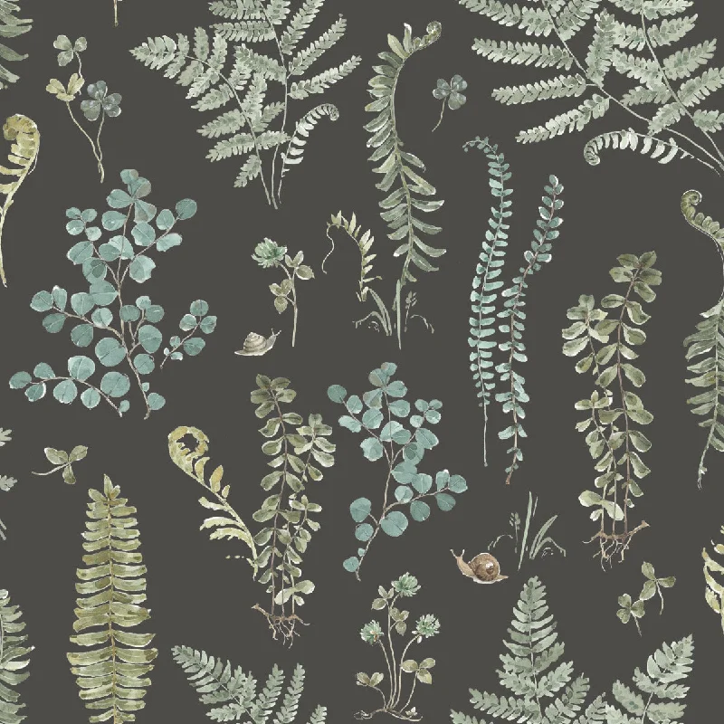 Fern Study Green/Black Peel & Stick Wallpaper