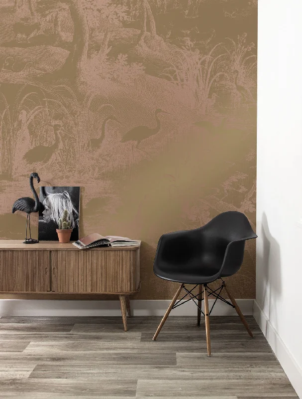 Gold Metallic Wall Mural in Engraved Landscapes Nude by Kek Amsterdam