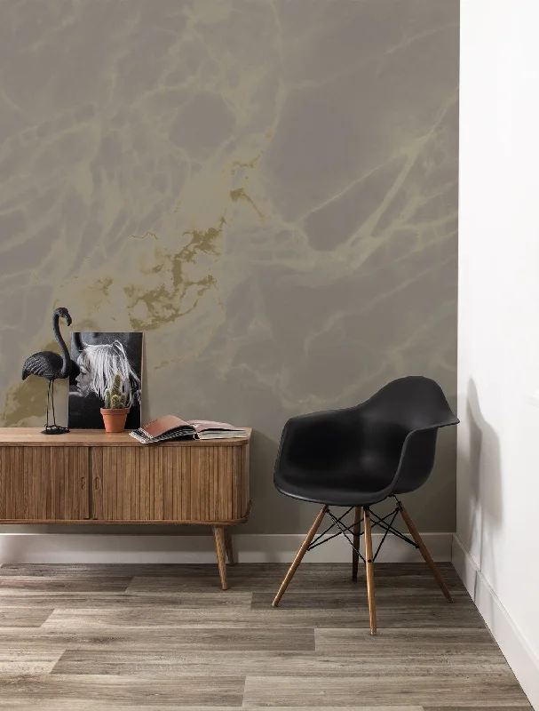 Gold Metallic Wall Mural in Marble Grey by Kek Amsterdam