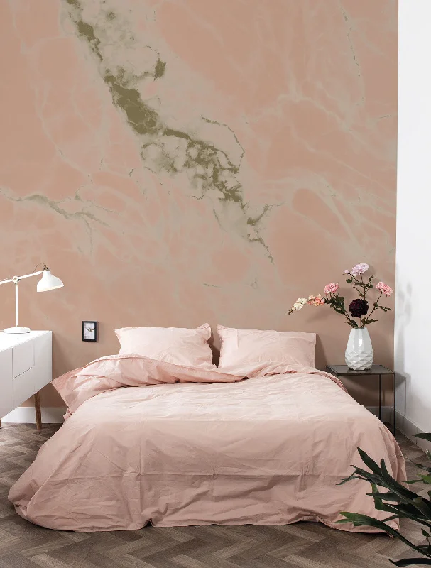 Gold Metallic Wall Mural in Marble Nude by Kek Amsterdam