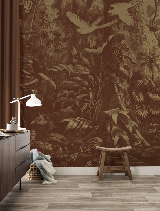 Gold Metallic Wall Mural in Tropical Landscapes Rust by Kek Amsterdam