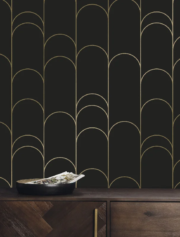 Golden Lines Black/Gold MW-071 Wallpaper by Kek Amsterdam