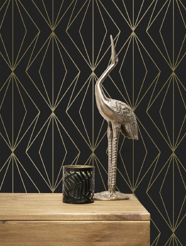 Golden Lines Black/Gold MW-076 Wallpaper by Kek Amsterdam