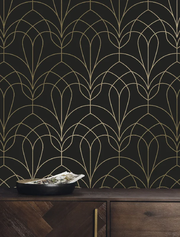 Golden Lines Black/Gold MW-086 Wallpaper by Kek Amsterdam