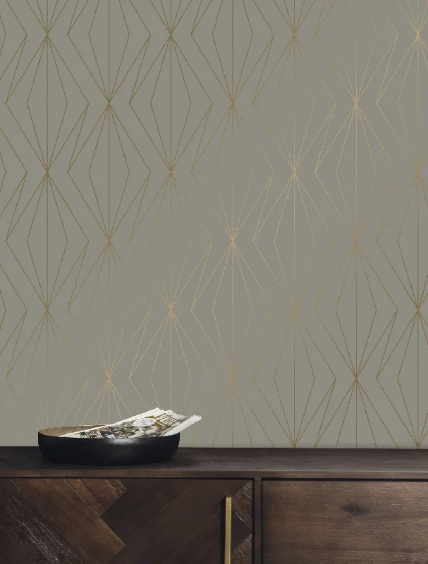 Golden Lines Taupe/Gold MW-075 Wallpaper by Kek Amsterdam