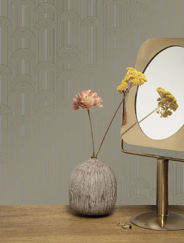 Golden Lines Taupe/Gold MW-080 Wallpaper by Kek Amsterdam