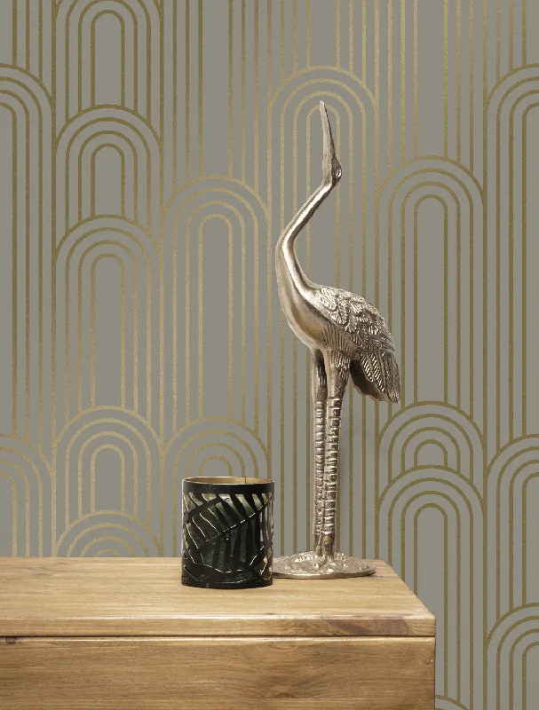 Golden Lines Taupe/Gold MW-090 Wallpaper by Kek Amsterdam