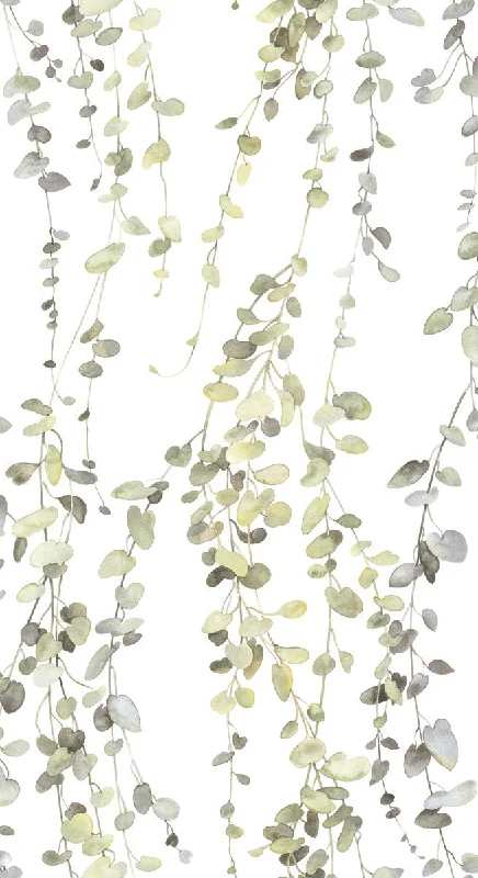 Hanging Watercolor Vines Peel & Stick Wallpaper in Taupe