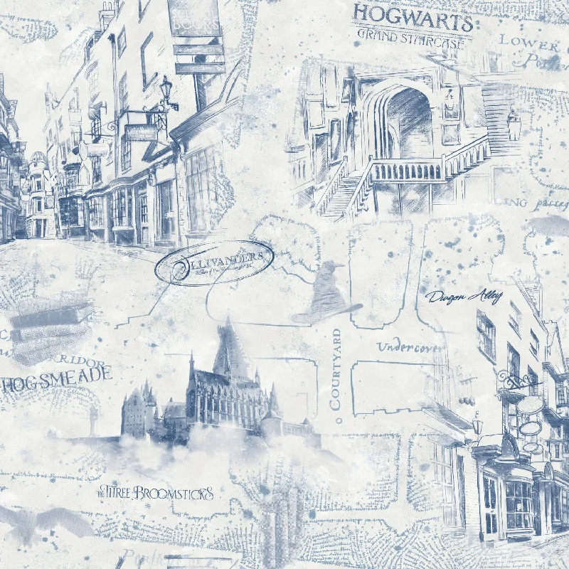 Harry Potter Map Peel & Stick Wallpaper in Blue