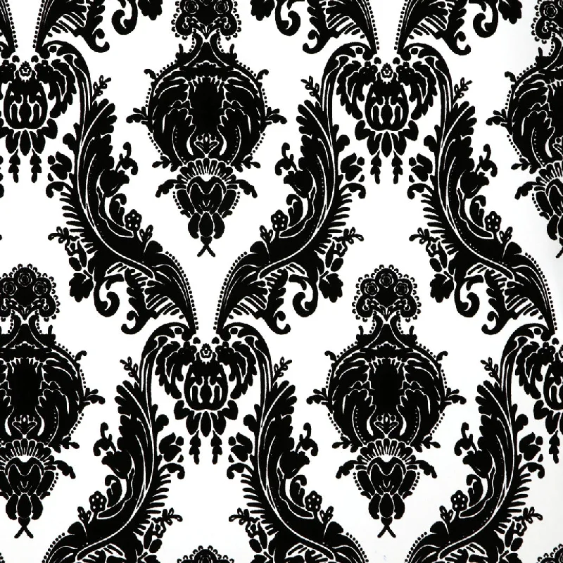 Heirloom Velvet Flock Wallpaper in Black/White by Burke Decor