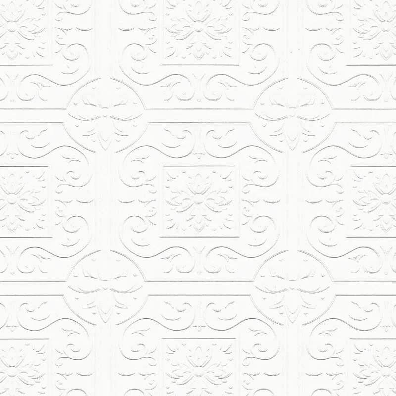 Ibold White Tin Ceiling Scroll Paintable Wallpaper by Brewster Home Fashions