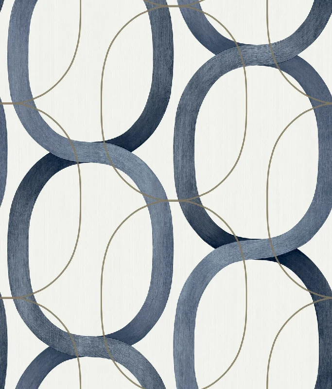 Interlock Wallpaper in Navy from the Modern Nature 2nd Edition