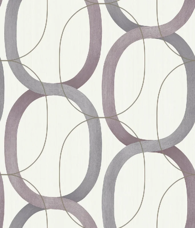 Interlock Wallpaper in Plum from the Modern Nature 2nd Edition