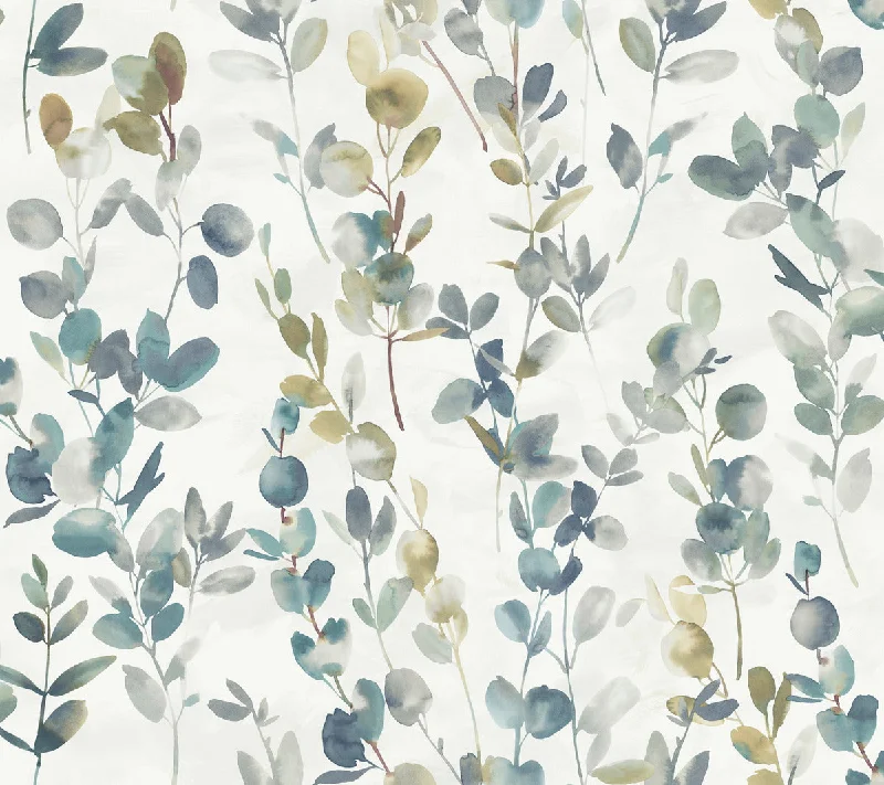 Joyful Eucalyptus Wallpaper in Turquoise from the Modern Nature 2nd Edition