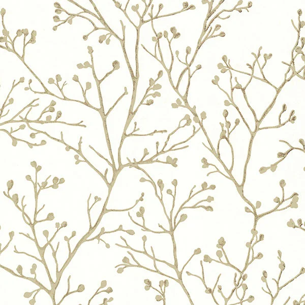 Koura Cream Budding Branches Wallpaper from the Lustre Collection