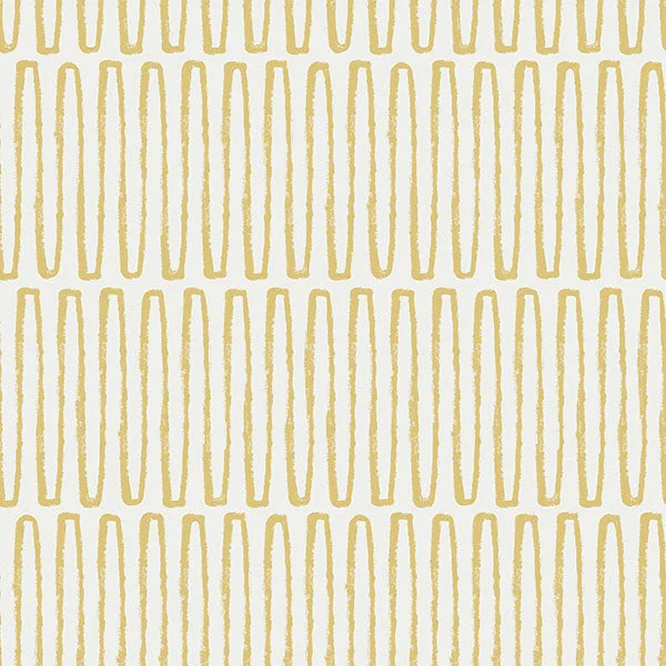 Lars Mustard Retro Wave Wallpaper from Hannah Collection